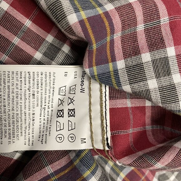Strellson sz M Shirt Mens Plaid Check Button Down Grey Red Normcore Workwear - Picture 4 of 4